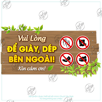 Miếng dán decal vui lòng để giày dép bên ngoài lên kệ  SHOES OFF PLEASE thay đổi dép dán nhắc nhở kh