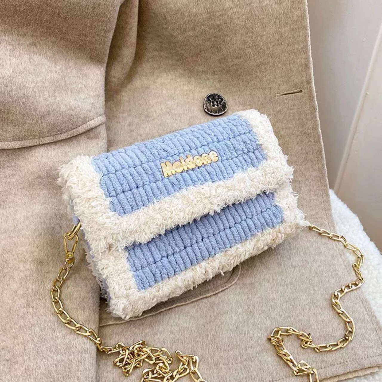 Túi xách đeo chéo nữ bằng len tự đan phối màu túi handmade tự đan siêu hot tiktok set đầy đủ phụ kiện (có video hướng dẫn)