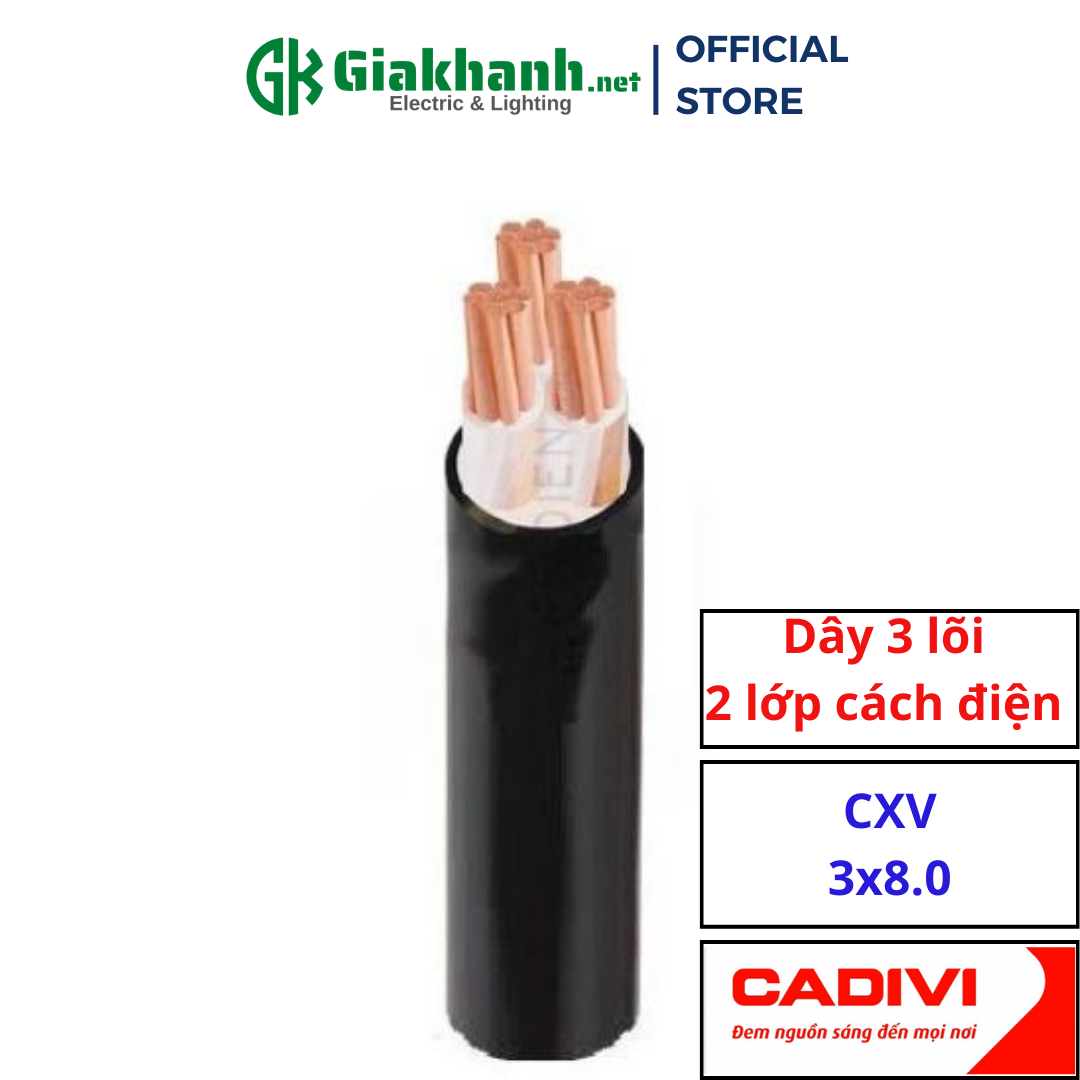 Dây Điện 4 Lõi 2 Lớp Cách Điện Cadivi CXV 3x8.0 CXV 4x8.0 CXV 3x10+1x6 CXV 3x16+1x10 – 600V