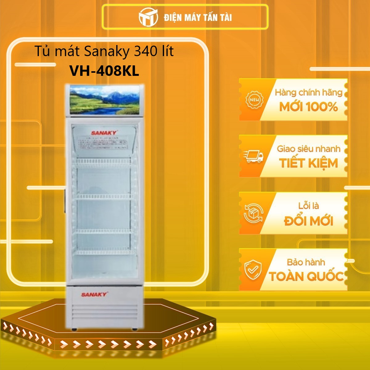 VH-408KL - Tủ mát Sanaky 340 lít VH-408KL cửa tủ có chất liệu công nghệ kính Low-E xuất xứ tại Việt