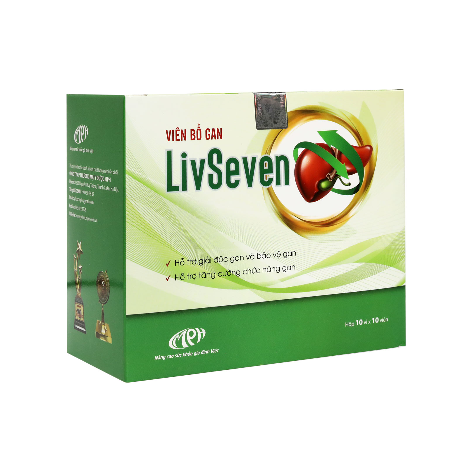 Viên Bổ Gan Livseven - Giải Độc Gan Bảo Vệ Tế Bào Gan Tăng Cường Chức Năng Gan Hỗ Trợ Điều Trị Men Gan Cao Gan Nhiễm Mỡ Viêm Gan B Cấp Tính Và Mạn Tính. Hộp 100 Viên.