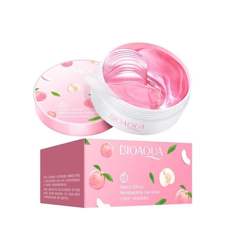 Set 60 Mặt Nạ Mắt Bioaqua Chiết Xuất Đào Dưỡng Ẩm Làm Mịn Và Săn Chắc Da Giảm Quầng Thâm Bọng Mắt | [ HỘP 60 MIẾNG ] Mặt nạ mắt trái đào dưỡng ẩm