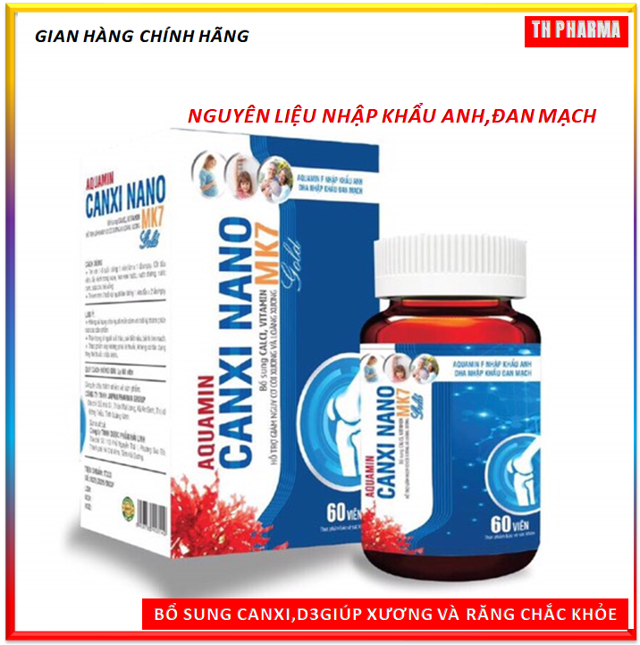 Viên Uống AQUAMIN Canxi NaNo MK7 GOLD Bổ Sung Aquamin FCanxi D3 giúp Phát triển hệ xương Chiều cao