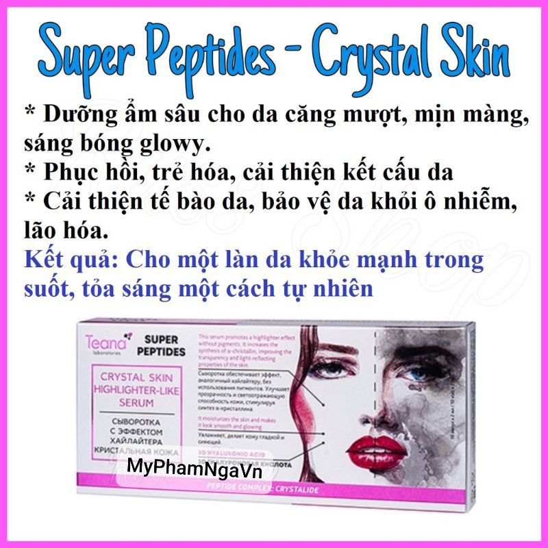 [Hcm]Serum Teana Crystal Skin Super Peptides Làm Căng Bóng Mịn Da