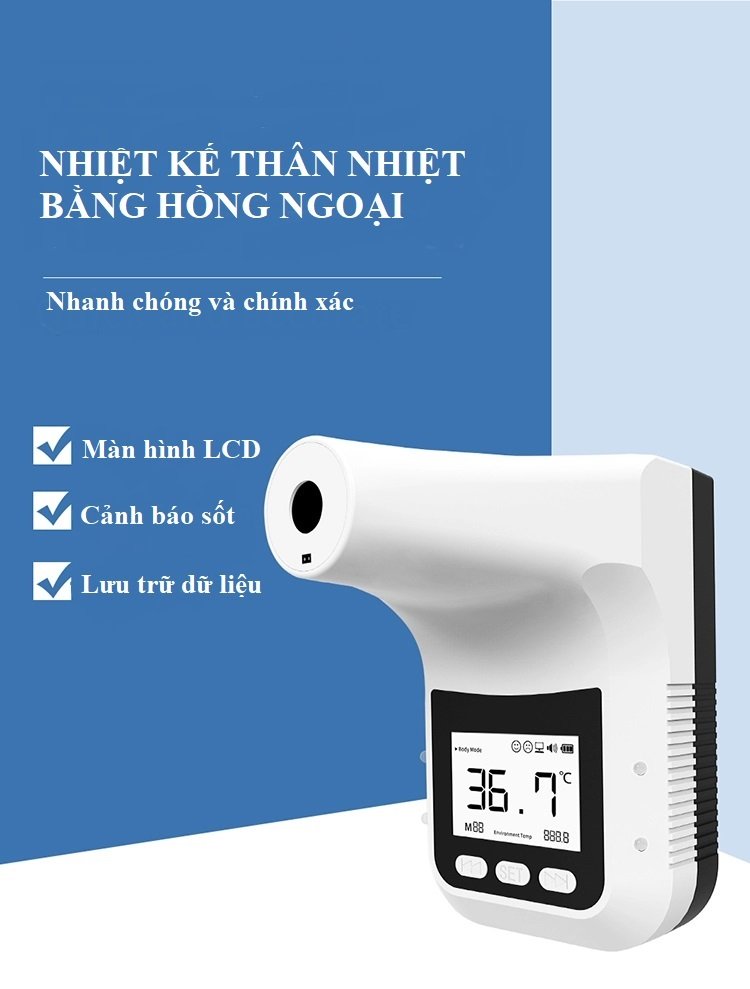 Thiết Bị Đo Thân Nhiệt Hồng Ngoại Từ Xa Tránh Tiếp Xúc _ K3 Pro - New Version 2021 Với 12 Ngôn Ngữ