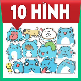 Bộ 100 sticker BUGCAT CAPOO không trùng mèo xanh dễ thương hình dán trang trí laptop xe máy