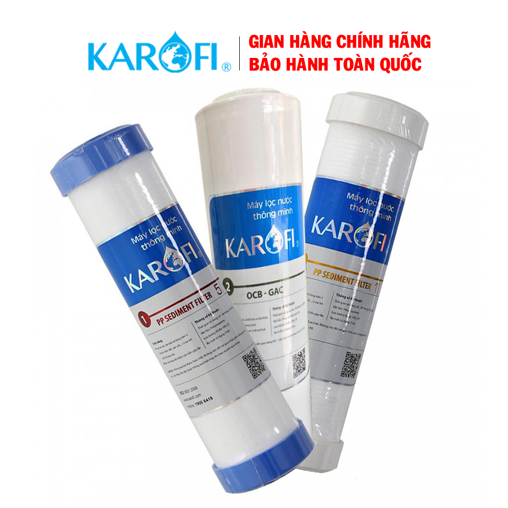 Bộ 3 lõi lọc số 123 Karofi - Lõi lọc nước Karofi - Lõi lọc nước số 1 2 3 - Lõi lọc số 123 - Lõi lọc 