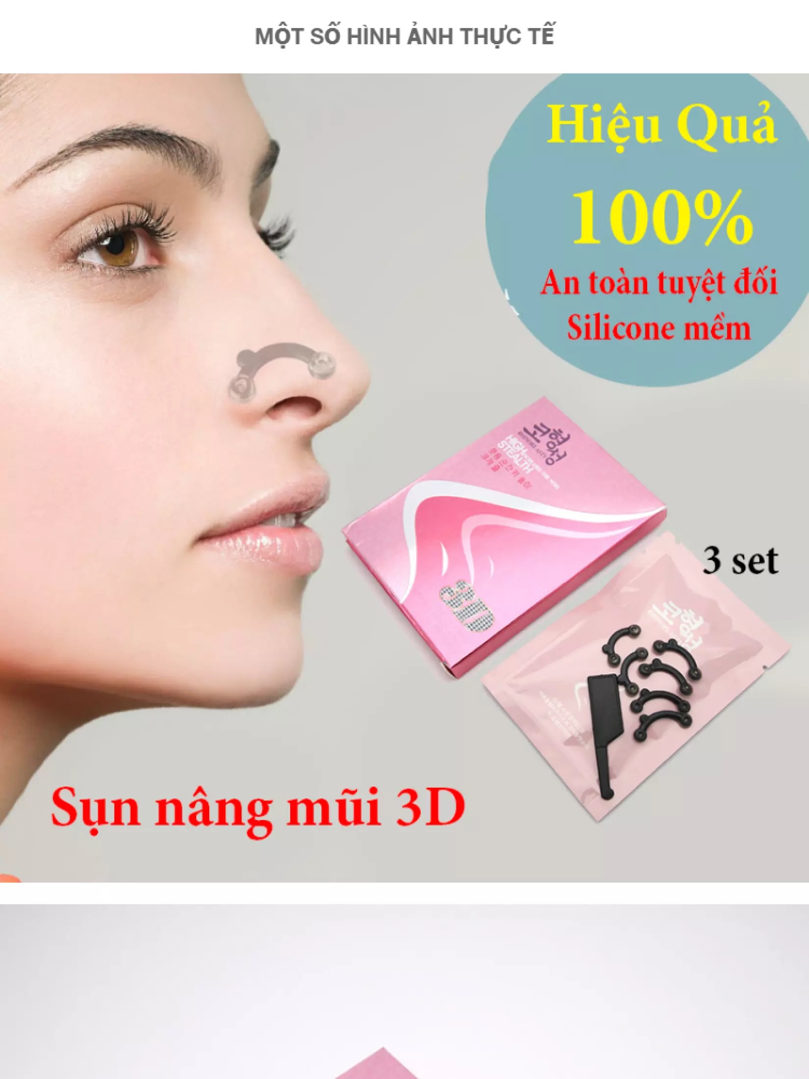 Bộ 3 Sụn Nâng Mũi 3D Hàn Quốc Không Đau An Toàn Sử Dụng