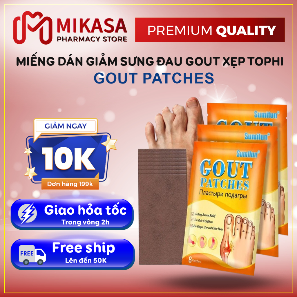 Miếng Dán Thảo Dược Xương Khớp GOUT PATCHES Nga Miếng Giảm Xương Đau Gút Xẹp Tophi GOUT PATCHES