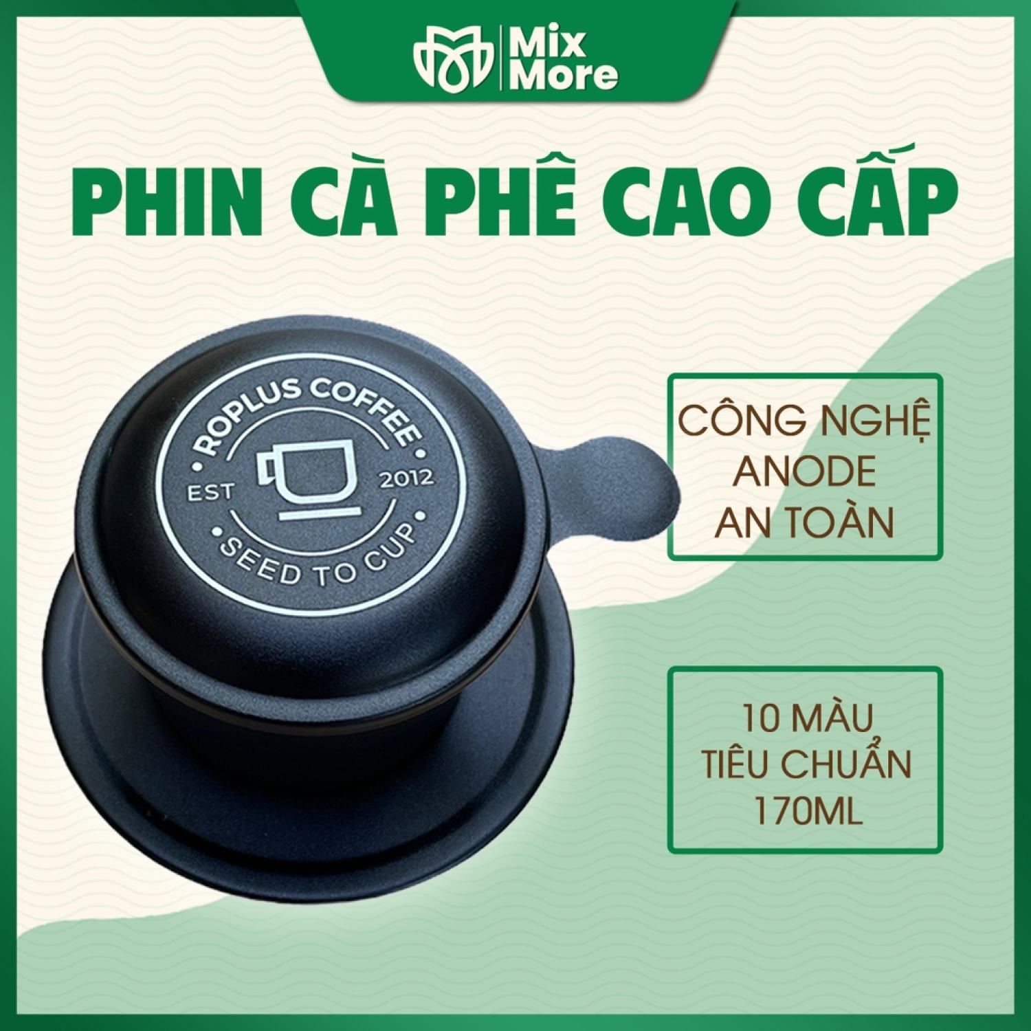 Phin pha cà phê nhôm Anode Roplus Coffee cao cấp phin pha cafe ngon chất lượng khắc logo miễn phí  t