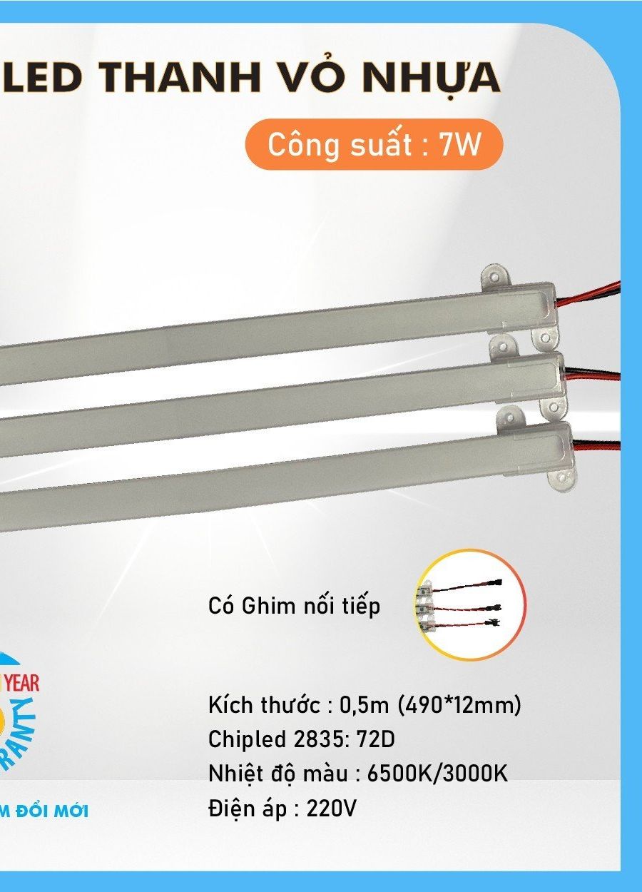BỘ 5 CÂY -THANH LED BỌC NHỰA 220V 1M - 7M CÓ SẴN 2 ĐẦU KẾT NỐI ĐÈN TRANG TRÍ TIẾT KIỆM ĐIỆN NĂNG