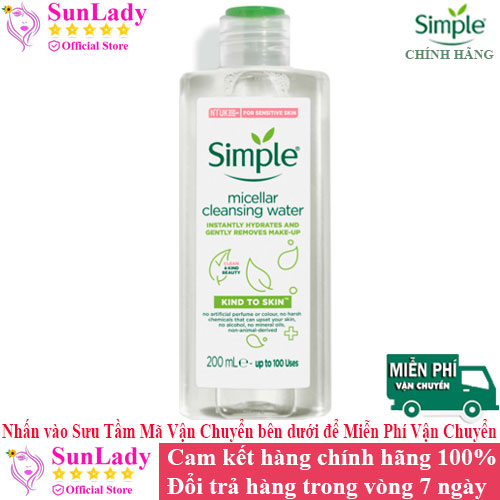 [HCM]Nước Tẩy Trang Dịu Nhẹ Simple Kind To Skin Micellar Water 200ml chính hãng