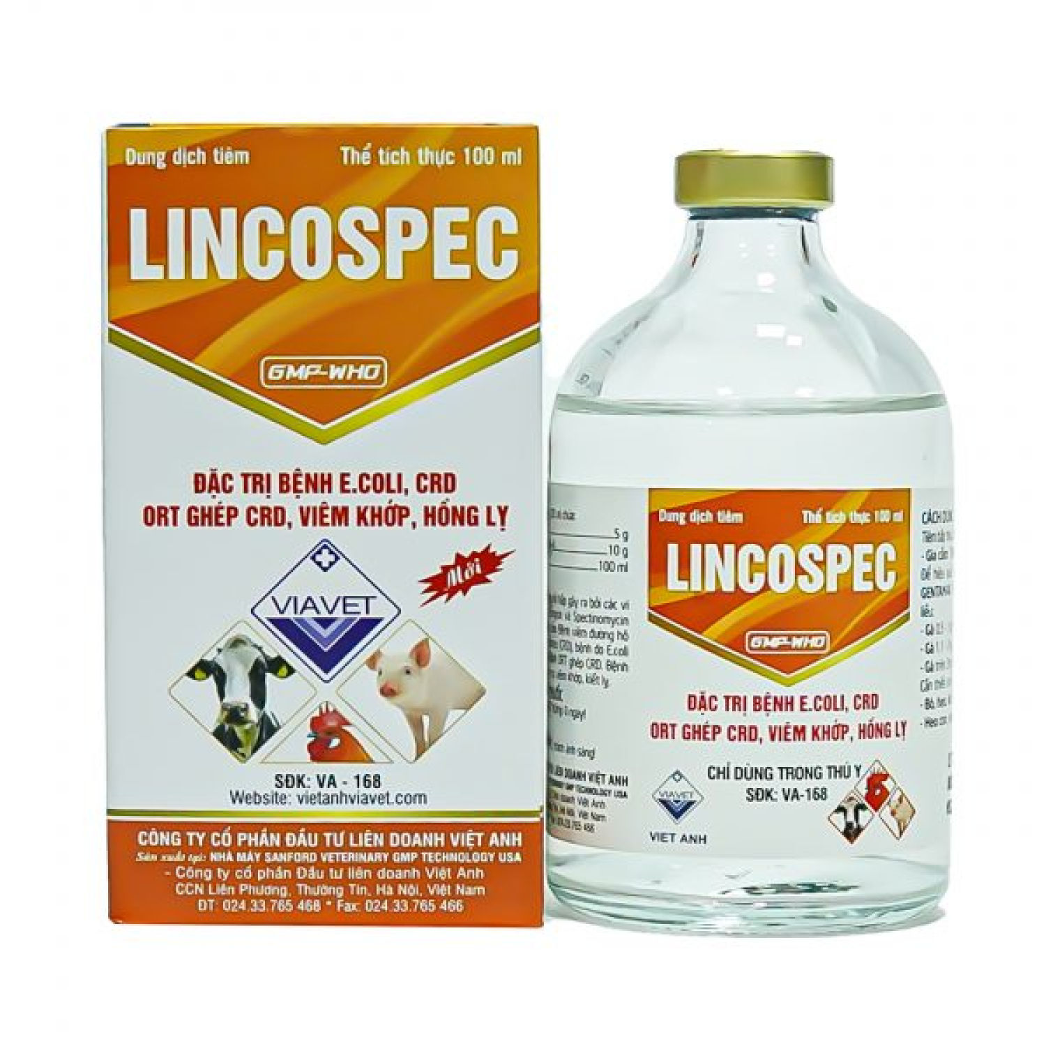 LINCOSPEC chai  100ml đặc trị bệnh do e.coli. crd ort ghép crd viêm khớp hồng lỵ