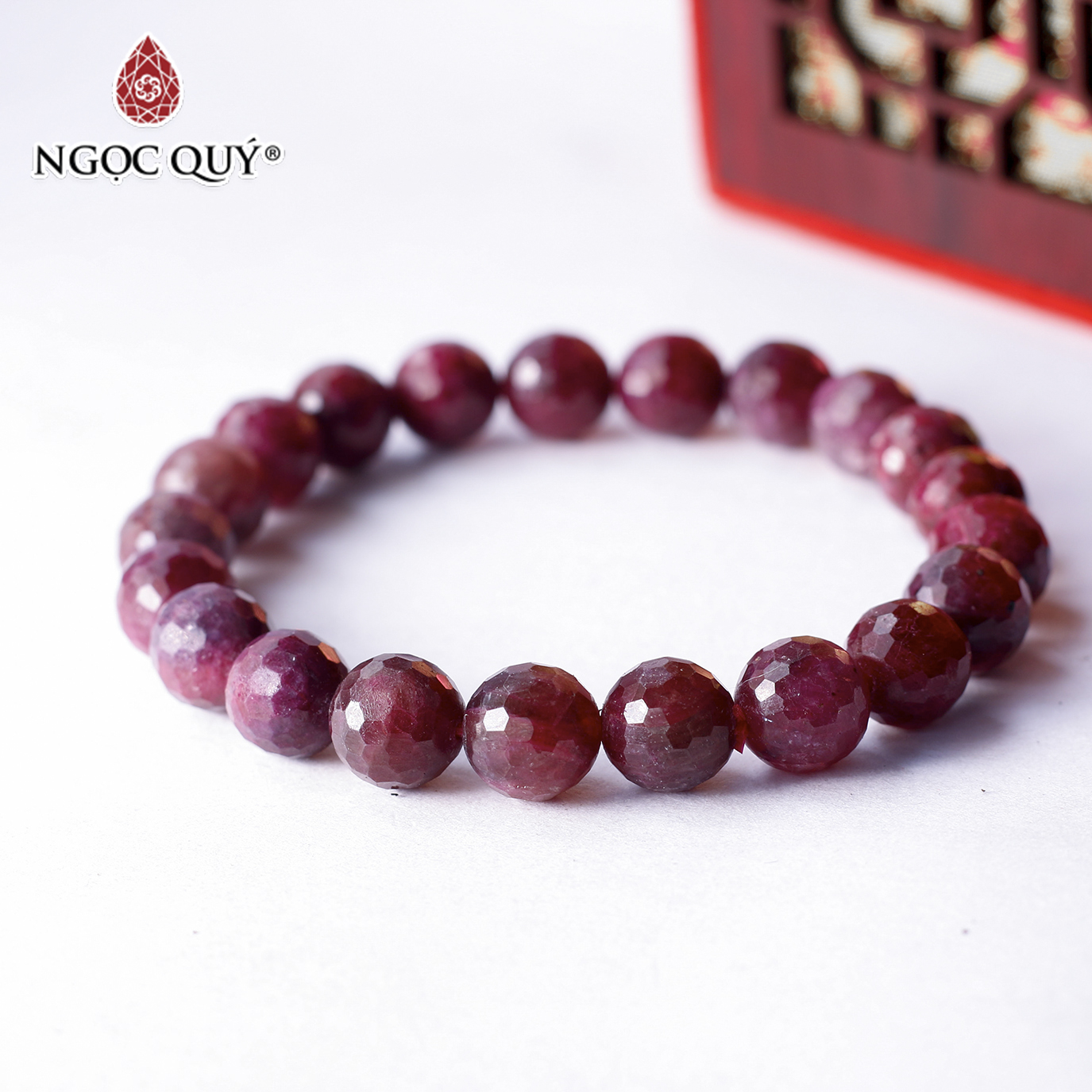 [HCM]Vòng tay hạt facet đá ruby nam phi mệnh hỏa thổ - Ngọc Quý Gemstones