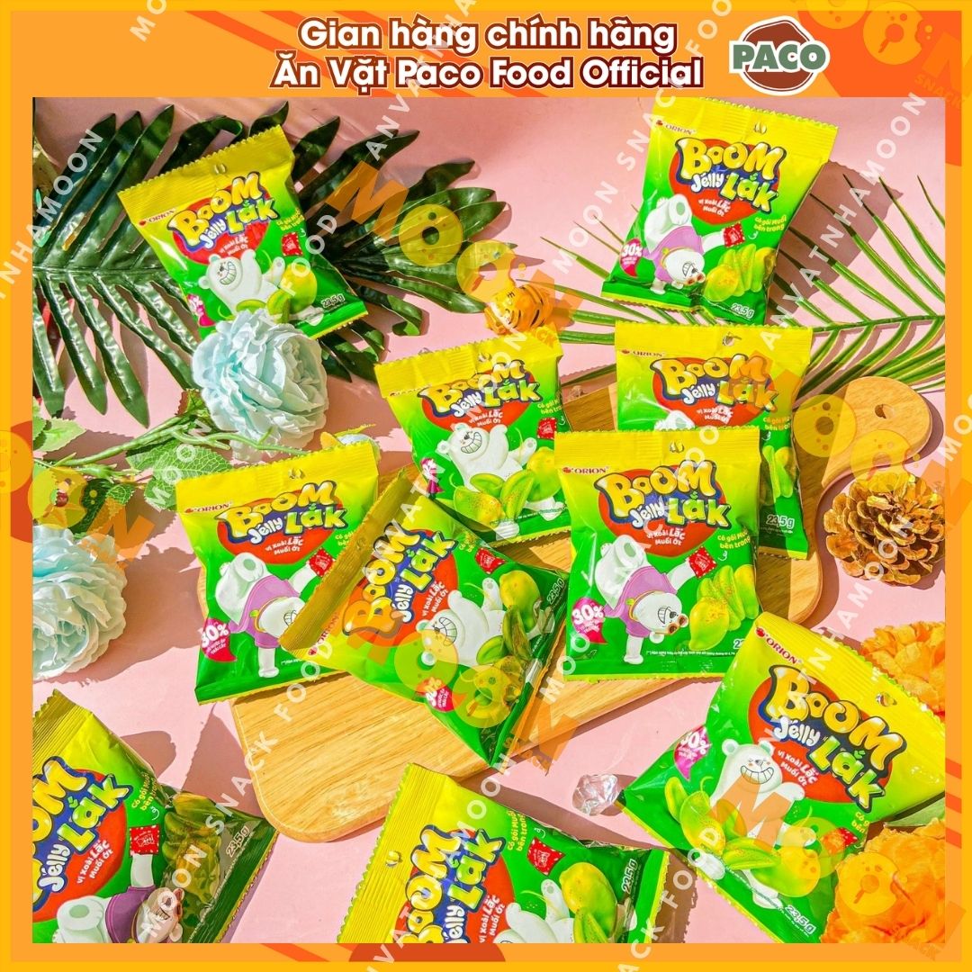 Kẹo Dẻo Boom Jelly Orion Từ Nước Ép Trái Cây Thật Ngất Ngây Đào/Dâu/Nho gói 25g