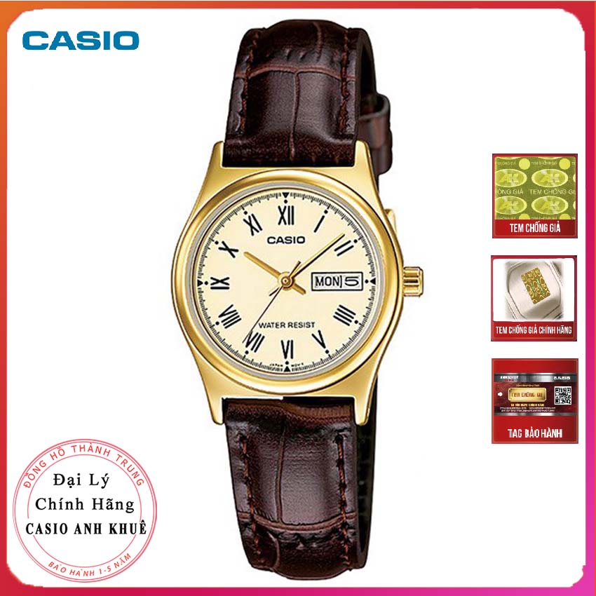 Đồng hồ nữ chính hãng Casio LTP-V006GL-9BUDF dây da