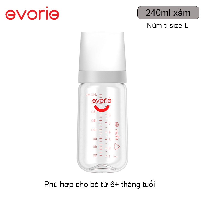 Evorie Tritan bình sữa Chống sặc và chống rò rỉ BPA free chống rơi đường kính lớn bình sữa cho bé