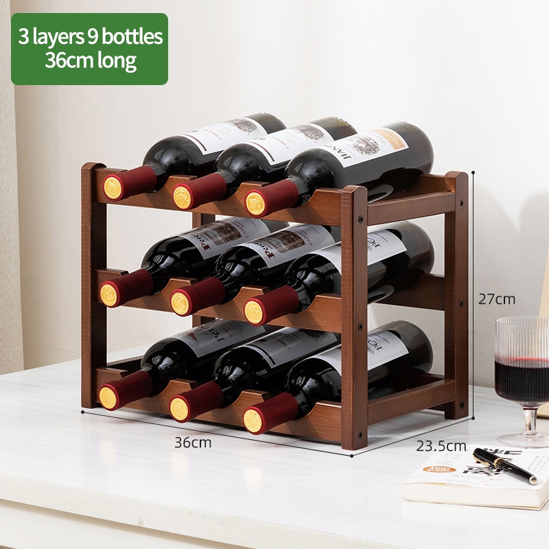 BOHO Kệ để rượu bằng gỗ tre Giá tre để rượu vang xếp tầng tối giản dùng cho nhà hàng khách sạn phong cách châu Âu