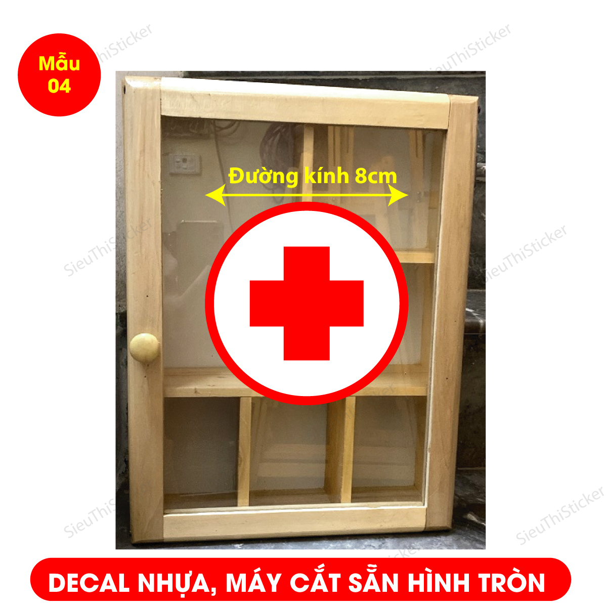 Combo 2 miếng decal nhựa dùng dán tủ thuốc y tế tủ thuốc cá nhân tủ y tế - CÓ KEO DÁN