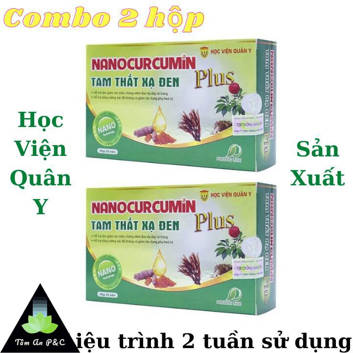 (Combo 2 Hộp) Nano Curcumin Tam Thất Xạ Đen Plus Học Viện Quân Y - Dành Cho Người Viêm Loét Dạ Dày Tá Tràng Và Phòng Ngừa Ung Thư - Chính Hãng Học Viện Quân Y