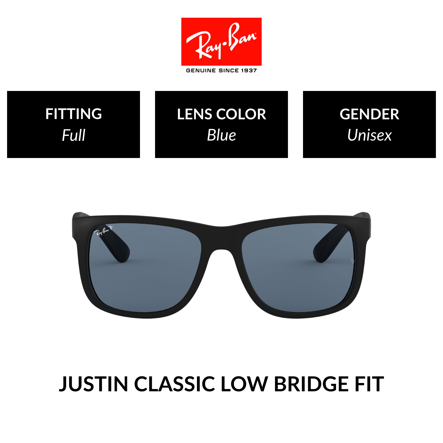 Mắt Kính Ray-Ban Justin Polarised - RB4165F 622/2V - Size 55 - Kính mát