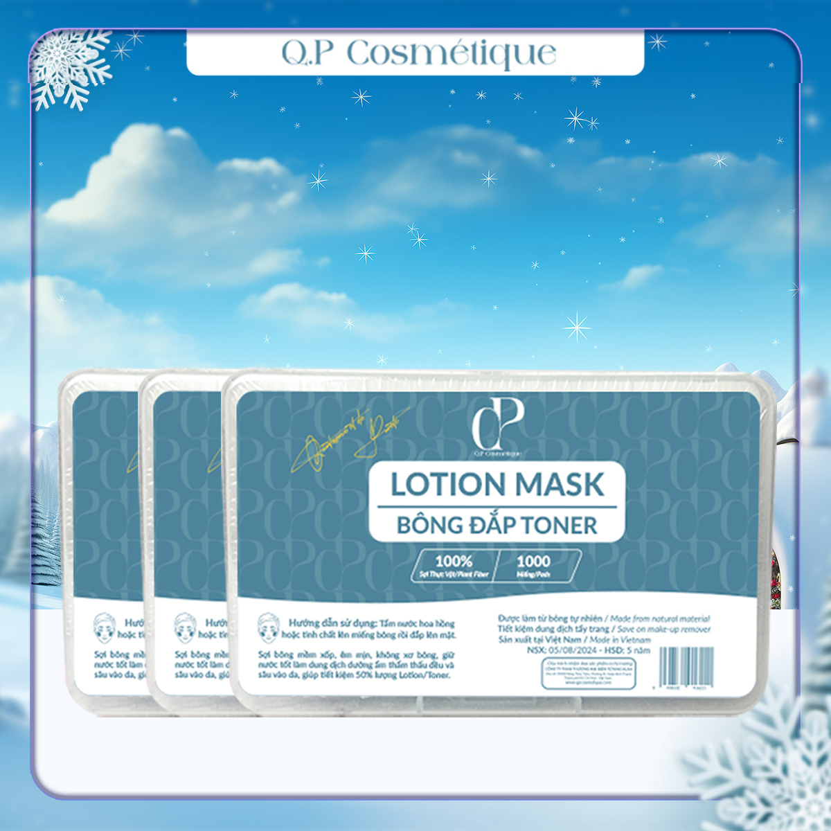 Bông Đắp Toner Lotion Mask Q.P Cosmétique Gói 720 Miếng