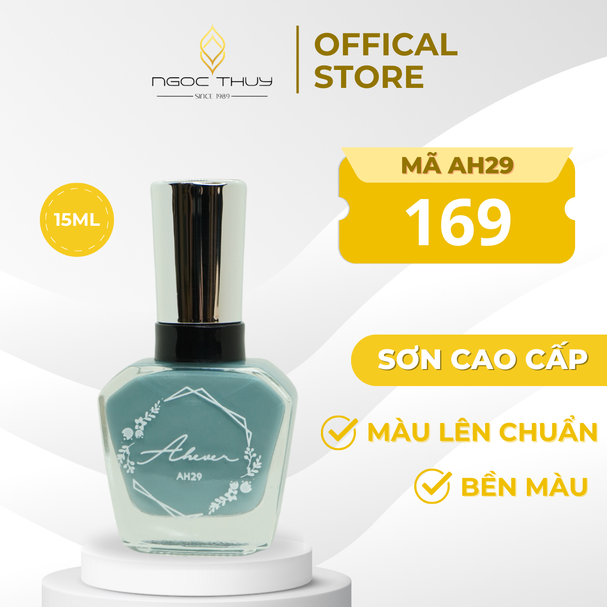 TONE Xanh Dương - Sơn Móng Tay Sơn Cao Cấp Ngọc Thuỷ Nail - 15ml - Mã AH29