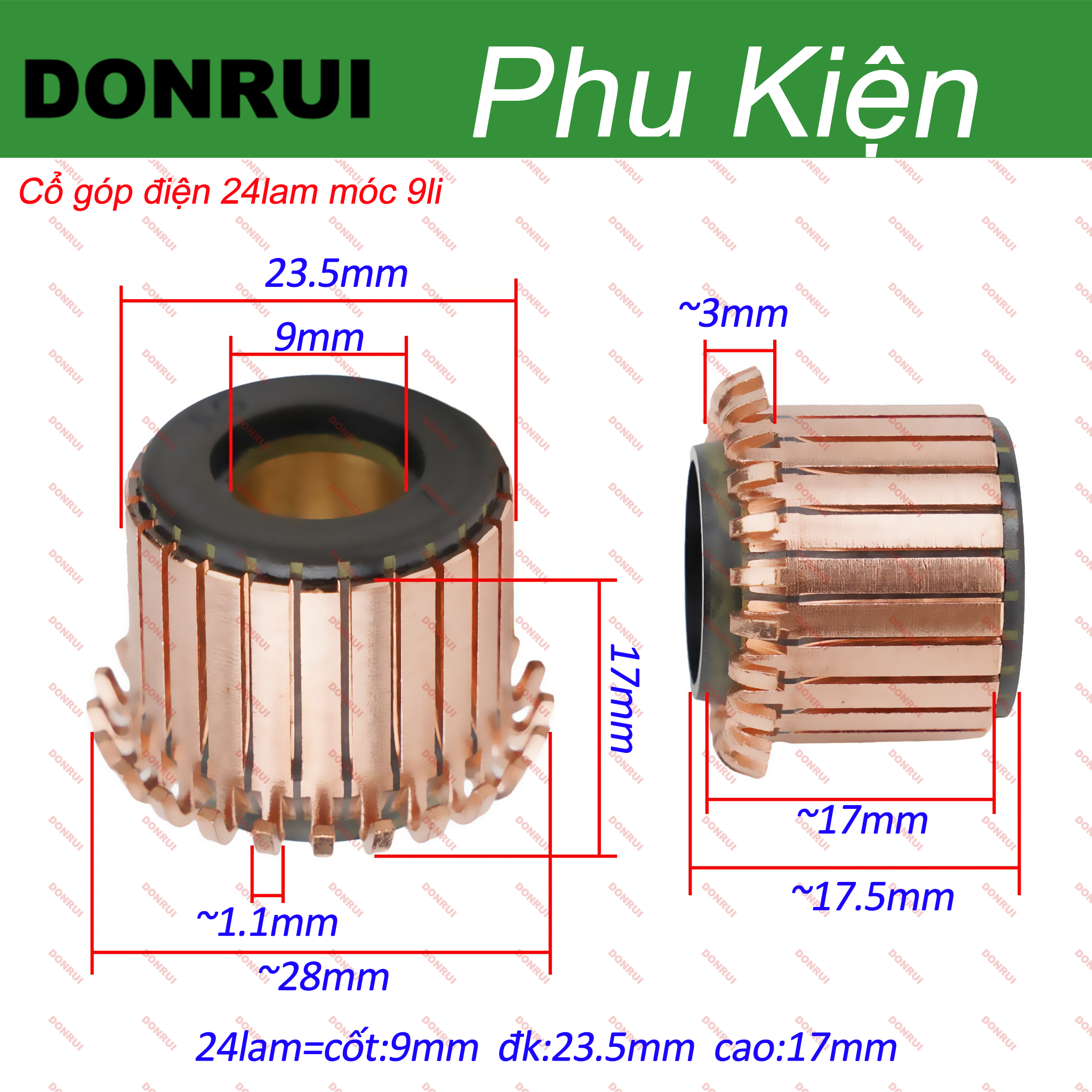 cổ góp 24 lam 24lam 24p dùng cho dụng cụ điện Dụng cụ cầm tay hoặc đề xe mô tô phụ kiện máy xay sinh