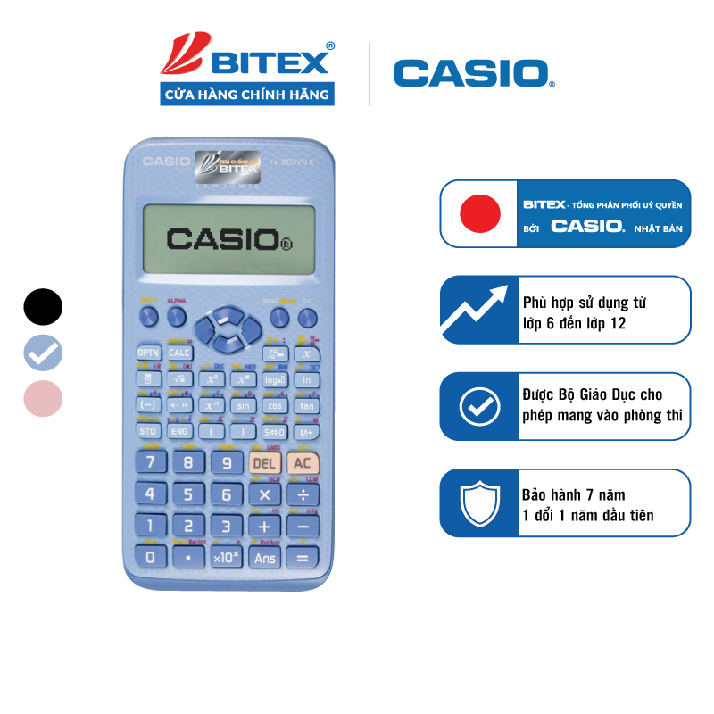 Máy tính fx-580VN X Casio xanh trẻ trung chính hãng dành cho học sinh sinh viên Dùng cho các kì thi đại học tốt nghiệp tính toán chính xác