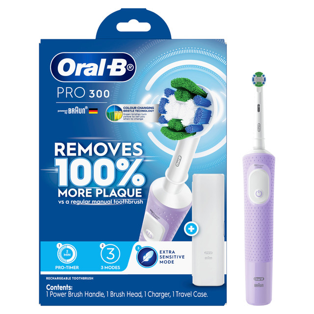 Bàn Chải Điện Oral-B Braun Pro 300 - 3 Chế Độ Làm Sạch Hẹn Giờ Quad-Timer Đầu Chải Tròn Chế Độ Dành 