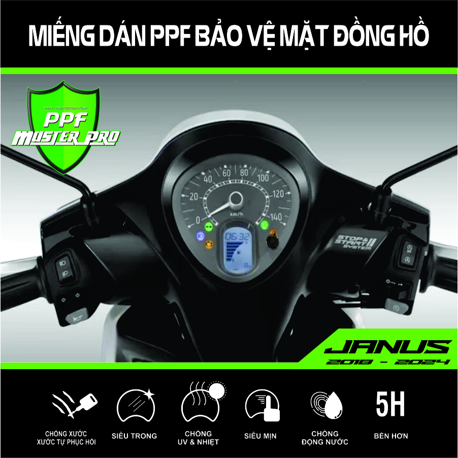 Miếng Dán PPF Bảo Vệ Mặt Đồng Hồ Xe Janus 2018 - 2024 - 2010 | Chất Liệu Film PPF