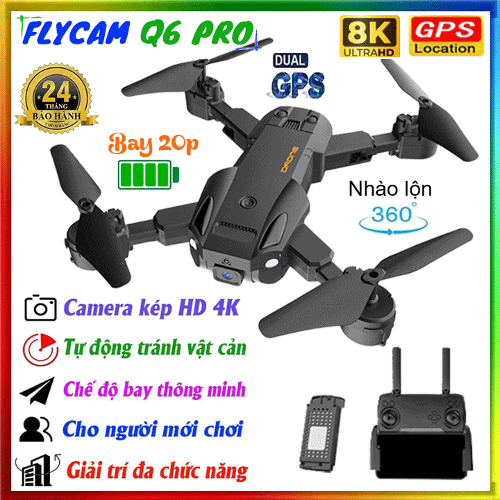Drone camera 4K Fly cam giá rẻ Flycam có camera 4K sắc nét hỗ trợ quay phim chụp ảnh toàn cảnh chuyên nghiệp Cảm biến chống va chạm nhào lộn 360 độ tự động bay về khi hết pin