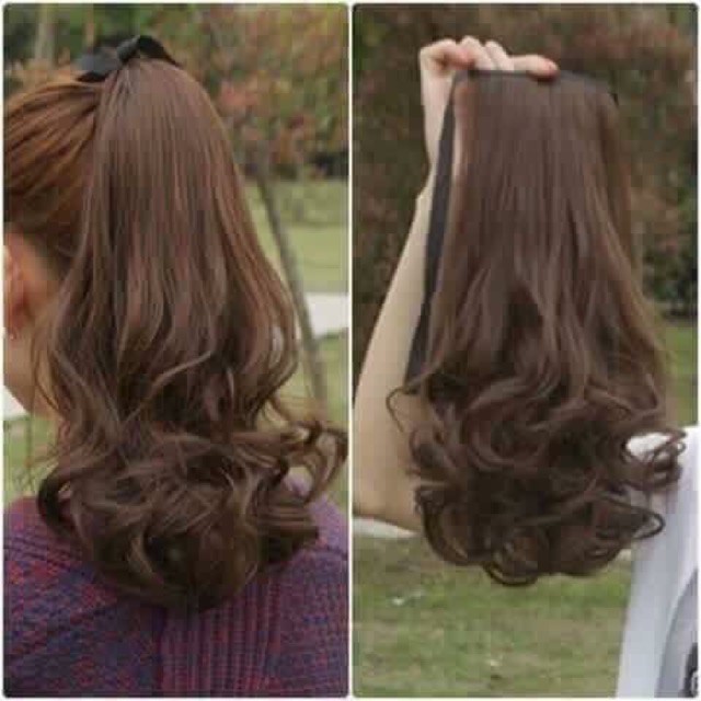 Tóc Giả Nữ Màu Đen Tóc Cột Xoăn Ngắn 35Cm Mã H16 - Kèm Ảnh