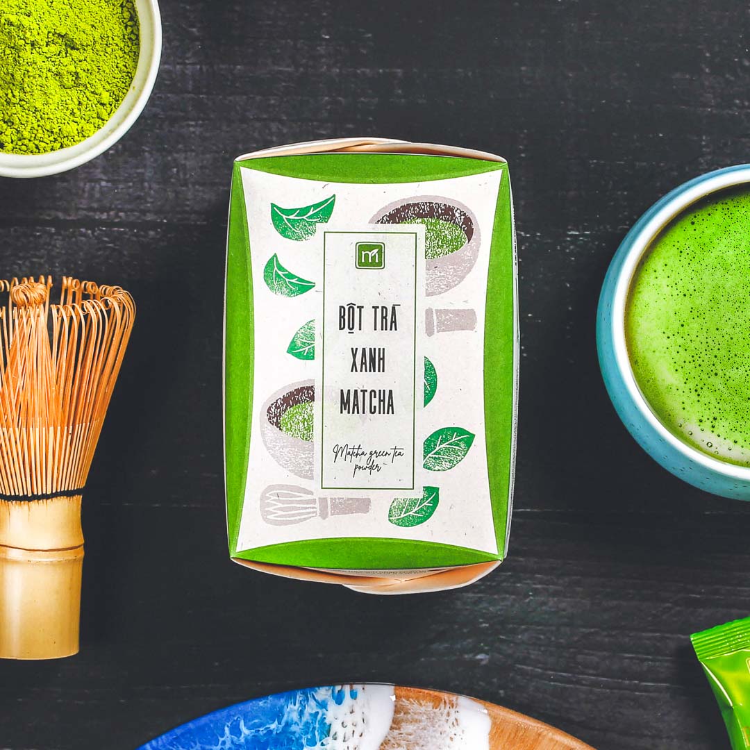 Bột trà xanh matcha túi Matchi Matcha 4g hộp 16 túi mẫu hanko