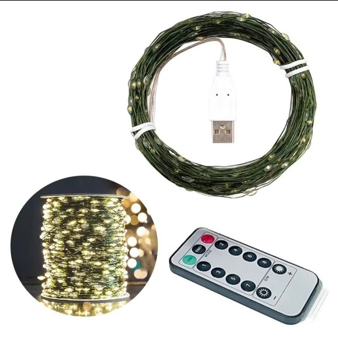 Dây đèn led đom đóm Fairy Light kèm remote chỉnh 8 chế độ nháy (cổng USB)