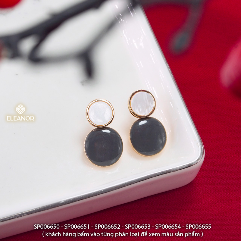 Bông tai nữ chuôi bạc 925 Eleanor Accessories mặt tròn phụ kiện trang sức 6650