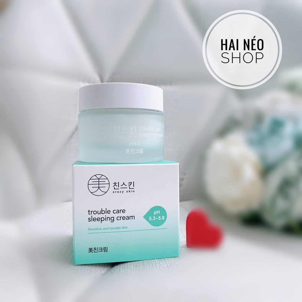 [Hcm]Mặt Nạ Ngủ Phục Hồi Da Mụn Nhạy Cảm Thô Ráp Sần Sùi Lỗ Chân Lông To Crazyskin Trouble Care Sleeping Cream (Hàn Quốc)