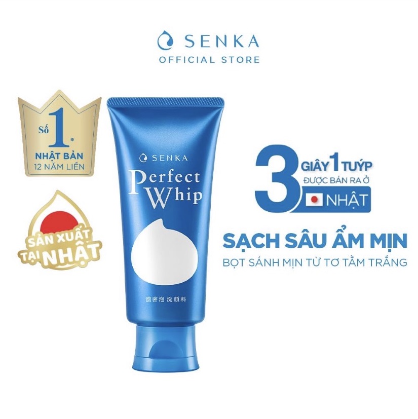 Sữa Rửa Mặt  Senka Perfect Whip  Giúp Da Sạch Sâu Hoàn Hảo Dưỡng Ẩm Kiềm Dầu Hiệu Quả Ngăn Ngừa Mụn Bổ Sung Chiết Xuất Tơ Tằm Collagen Ngăn Ngừa Lão Hóa Bùn Trắng Thư Giãn Như Tại Spa – Hami Cosmetics