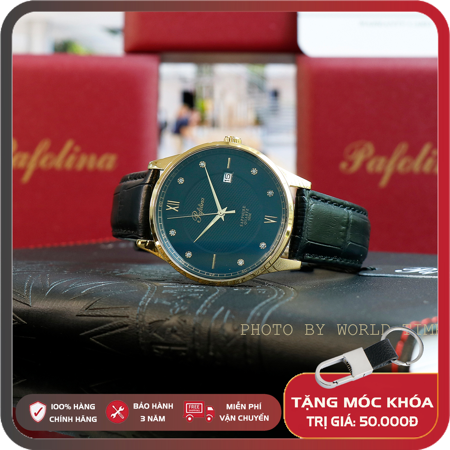 HOÀN TIỀN 15% - Đồng Hồ Nam Pafolina 5034M dây da Chính Hãng Full Box - Kính Sapphire - Chống xước c