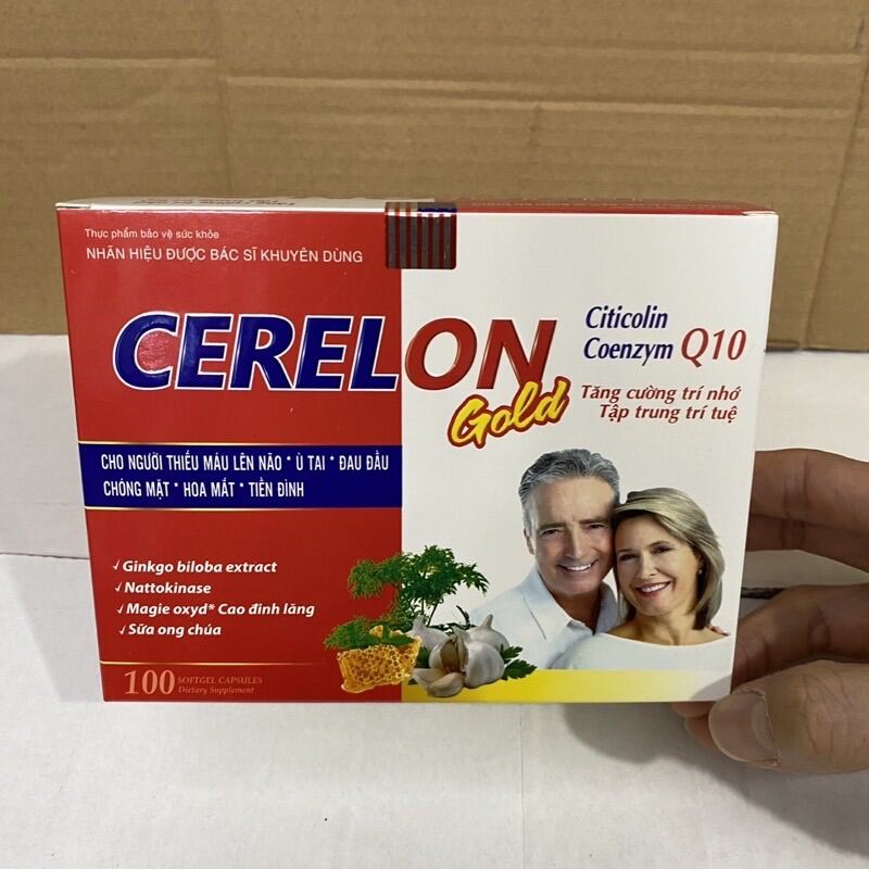 Viên bổ não CERELON GOLD - Ginkgo biloba 600mg - Ginkgo 600 giúp hoạt huyết dưỡng não tăng cường máu