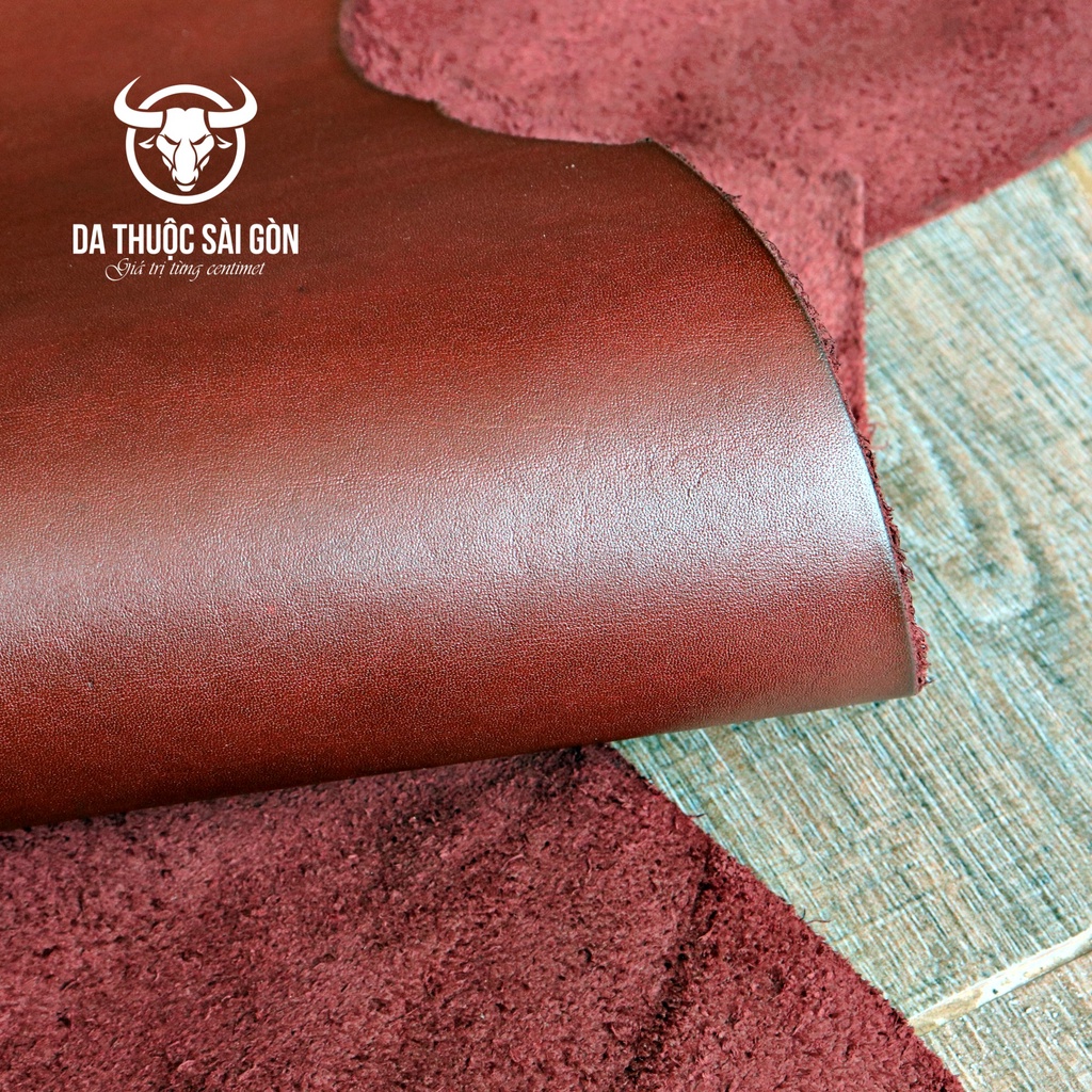 Da pull mill cao cấp màu nâu đỏ độ dày từ 2.2 đến 2.4mm thương hiệu Da Thuộc Sài Gòn - Mua bán da bò
