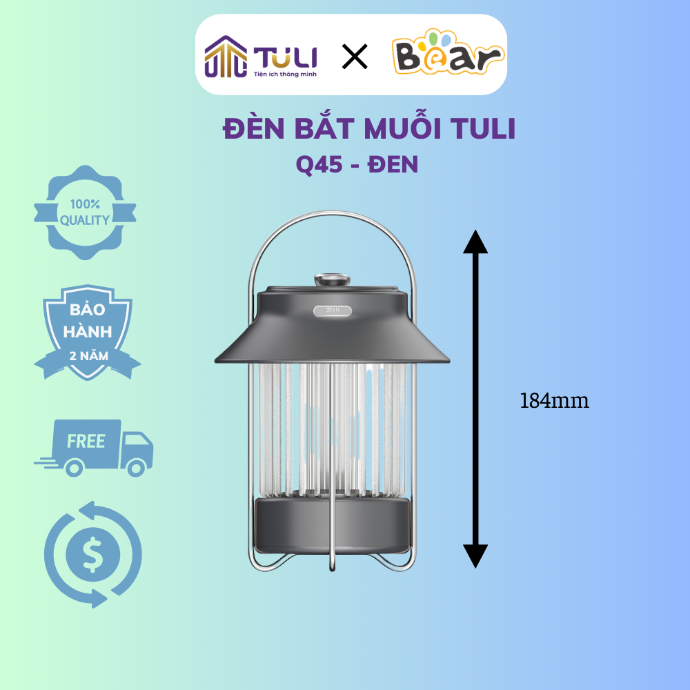 Đèn Bắt Muỗi Tuli Q45 6W - Công Nghệ Thông Minh, Kích Thước 184x146mm, Đen