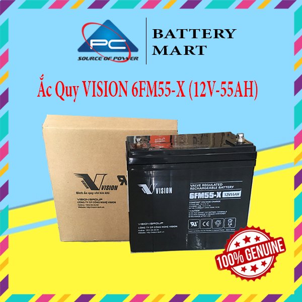 Ắc quy bộ lưu điện ắc quy Vision 6FM55-X (12V-55AH) ắc quy viễn thông