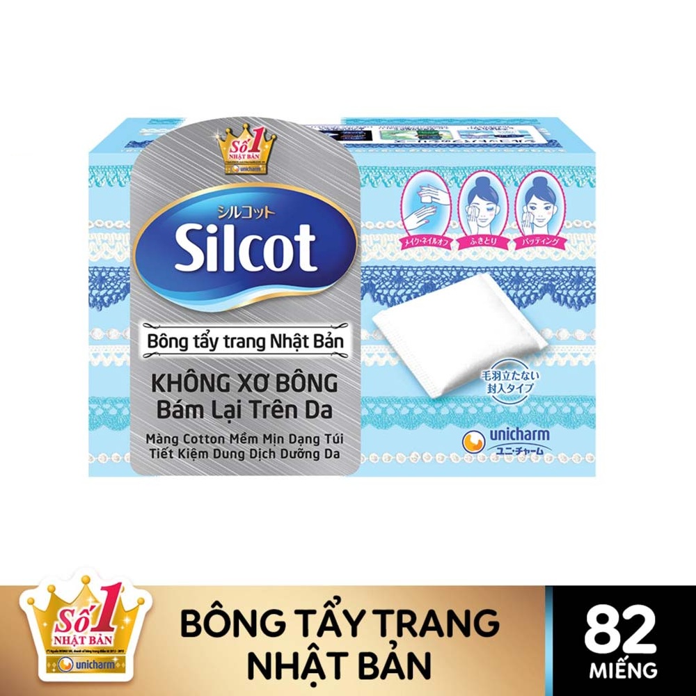 Bông Trang Điểm Silcot Nhật Bản Cao Cấp Loại 82 miếng/hộp Silcot