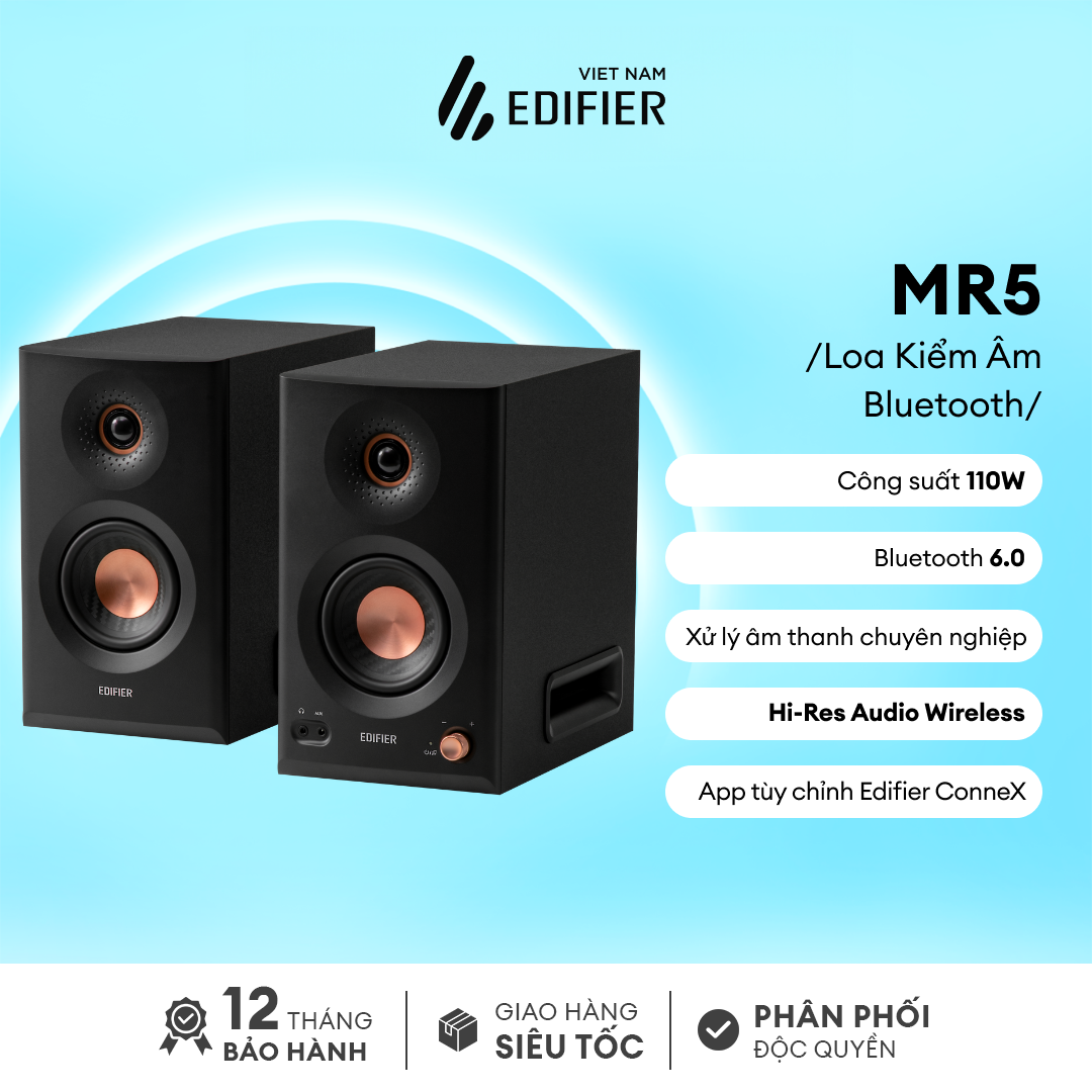 Bộ loa kiểm âm EDIFIER MR4/MR3/MR5 | Âm thanh chân thực | Vỏ gỗ chống dội âm | Tweeter vòm 1 inch | 