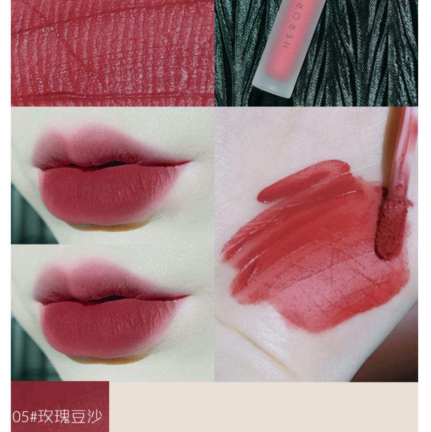 Son kem lì siêu xinh chất mềm môi Herorange Velvet Lip Glaze Air Matte 2.2g