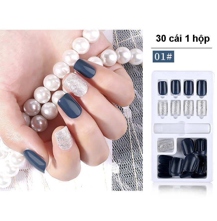 Hộp 30 Móng Giả Nail Giả Kèm Keo Khô Và Keo Nước Cây Dũa (30 - 01)