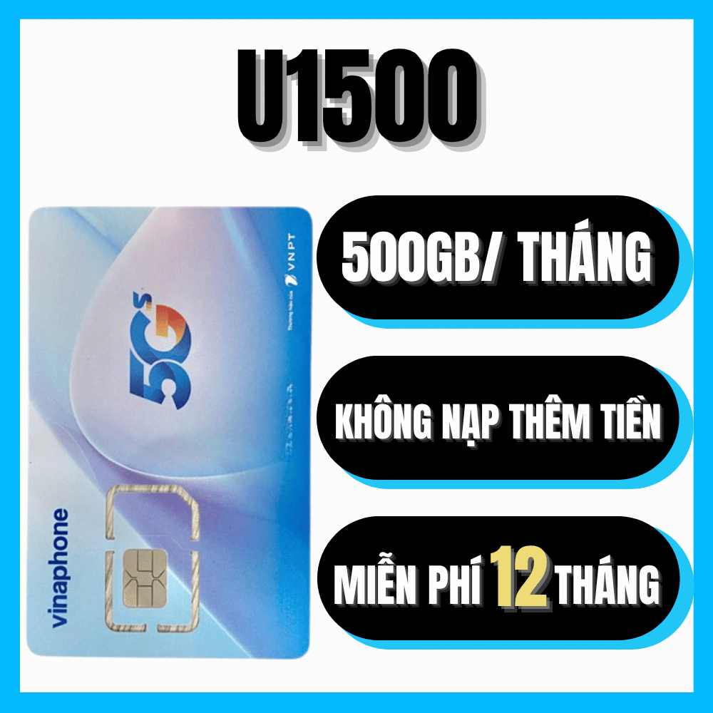 ( KHÔNG GIỚI HẠN ) Sim 5G VINAPHONE U1500 DATA TỐC ĐỘ CAO 17GB/NGÀY = 500GB/THÁNG CHUYÊN DÙNG CHO THIẾT BỊ PHÁT WIFI LIVETREAM - SÓN VINAPHONE PHỦ SÓNG TOÀN QUỐC . FREESHIP - CHƯA KÍCH HOẠT.