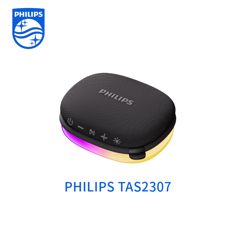 Philips TAS2307 Loa Bluetooth Di Động Mini – Đèn LED RGB Chống Nước IPX414 Giờ Phát Nhạc Thiết Kế Nh