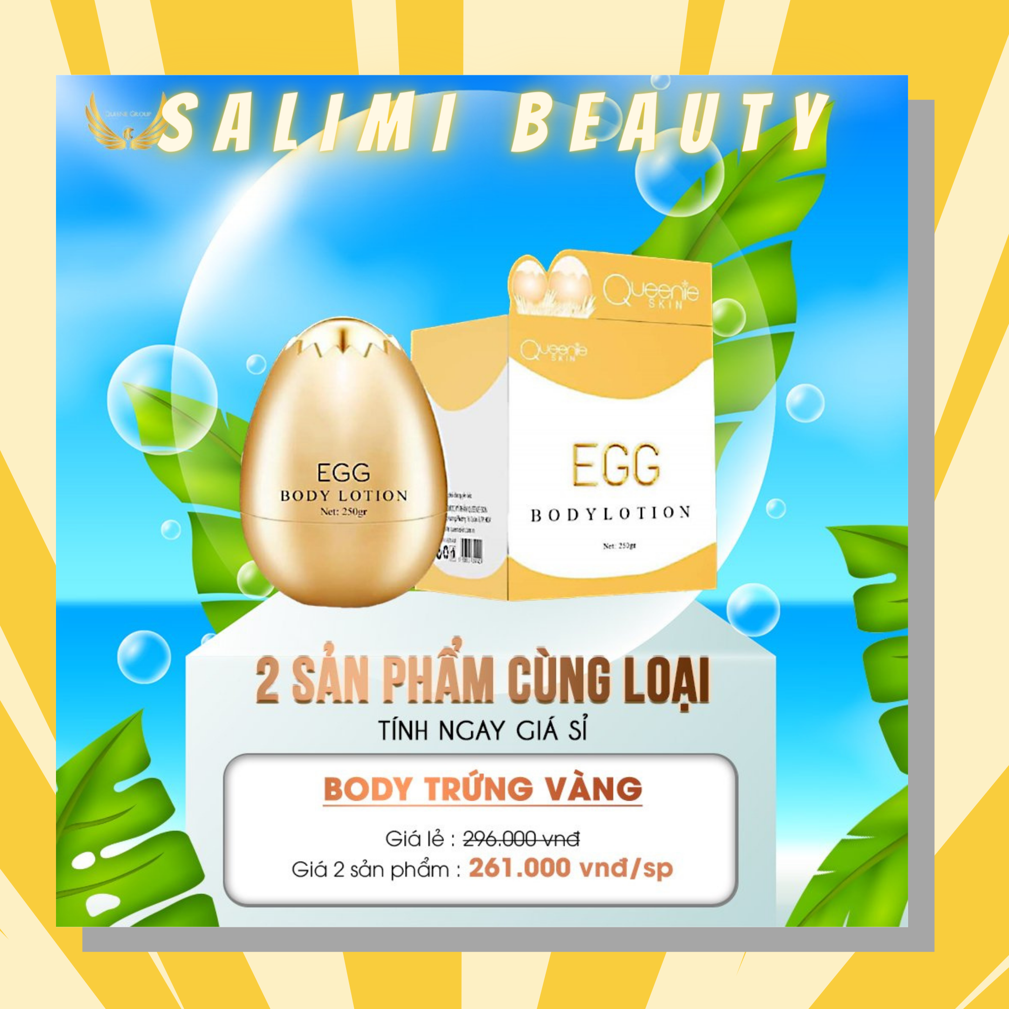 Combo 2 Hộp Kem Dưỡng Da Body Trứng Vàng Egg Body Lotion Queenie Skin - Hương Thơm Sang Trọng Mang Lại Vẻ Đẹp Mịn Màng Rạng Rỡ Cho Làn Da Cơ Thể Hỗ Trợ Nâng Tông Giúp Da Tươi Sáng Hơn - 250 Gram - Hàng Chính Hãng
